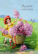 Un salut amical d'une petite fille fleurie
